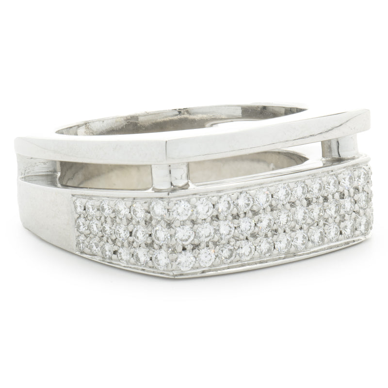 Gauthier 14 Karat White Gold Pave Diamond Split Structure Ring