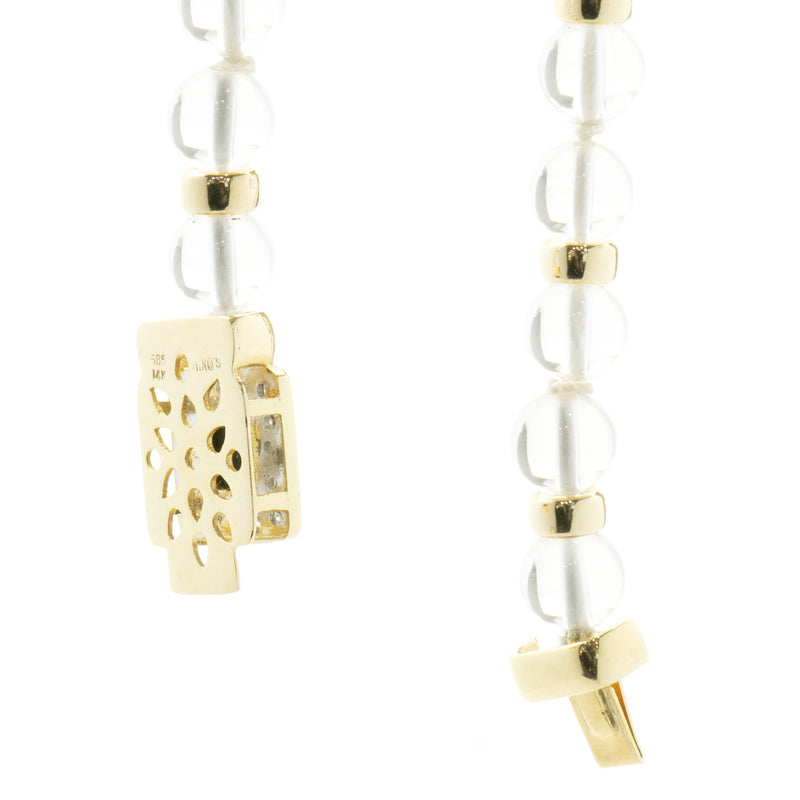 Mings 14 Karat Yellow Gold Diamond and Onyx Necklace