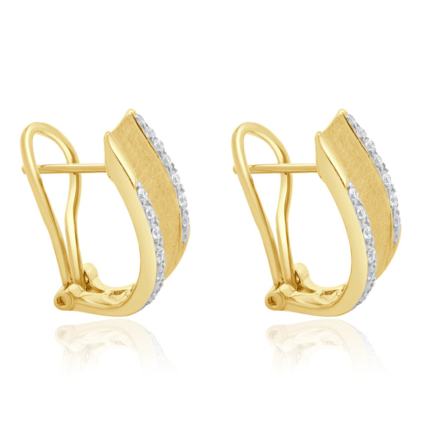 Effy D’Oro 14 Karat Yellow Gold Diamond Hoop Earrings