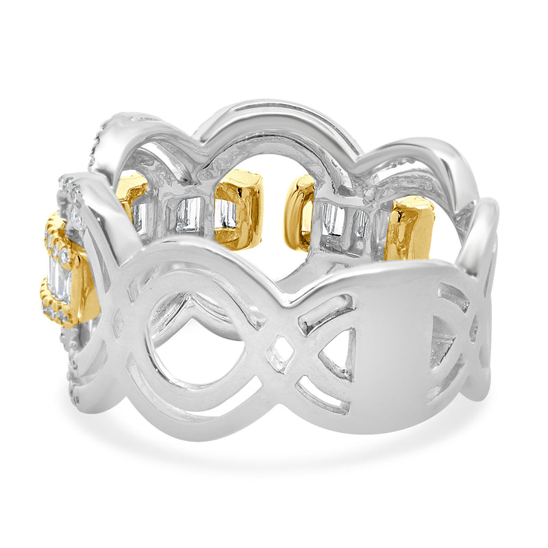 Effy 14 Karat White & Yellow Gold Diamond Duo Open Circle Link Cigar Band