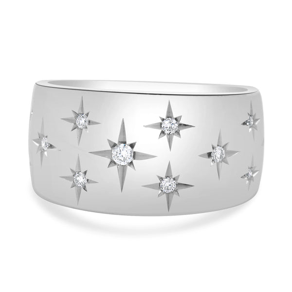 Marchesa 18 Karat White Gold Sprinkled Diamond Star Band