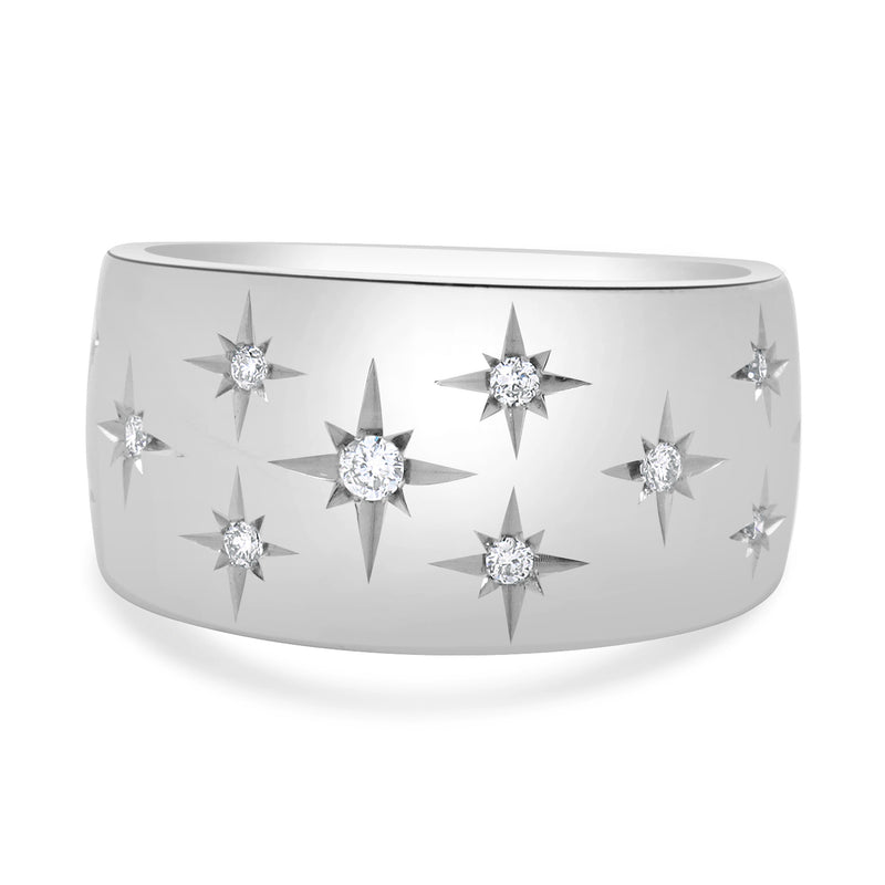 Marchesa 18 Karat White Gold Sprinkled Diamond Star Band