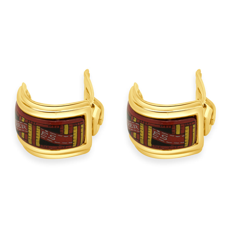 Hermes Gold Plated Enamel Clip On Earrings