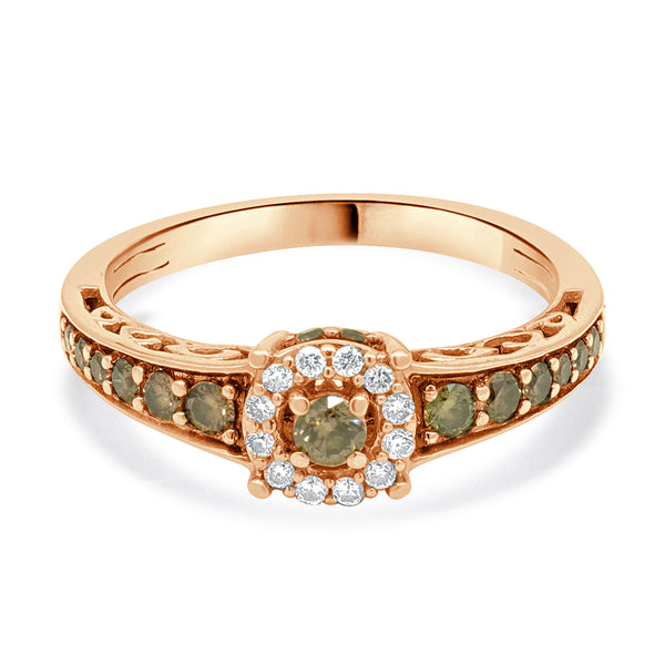 LeVian 14 Karat Rose Gold Chocolate and White Diamond Ring