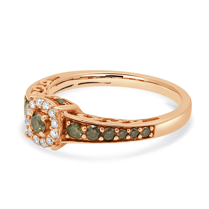 LeVian 14 Karat Rose Gold Chocolate and White Diamond Ring