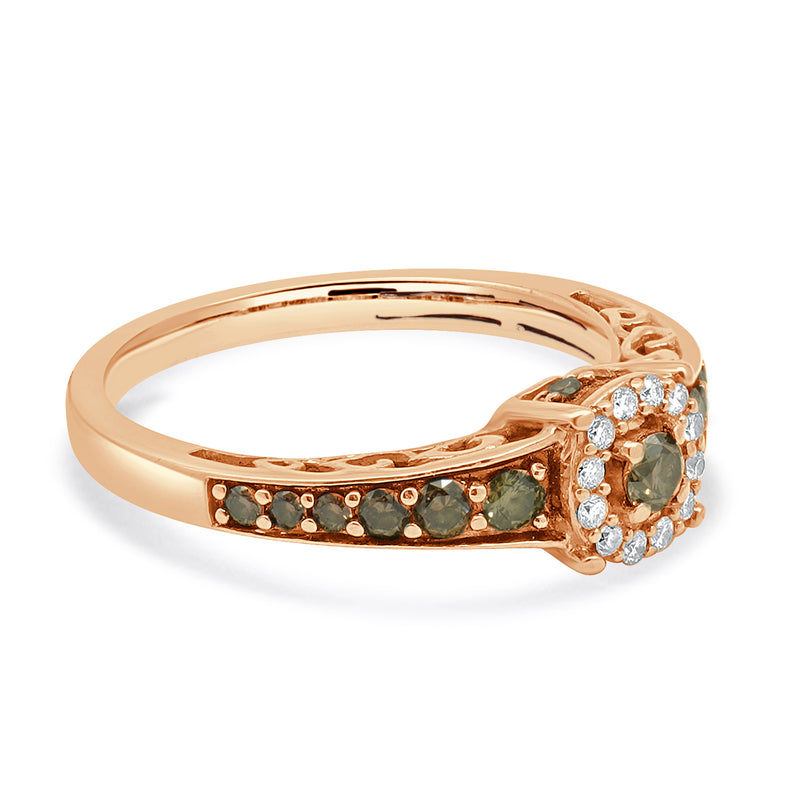 LeVian 14 Karat Rose Gold Chocolate and White Diamond Ring