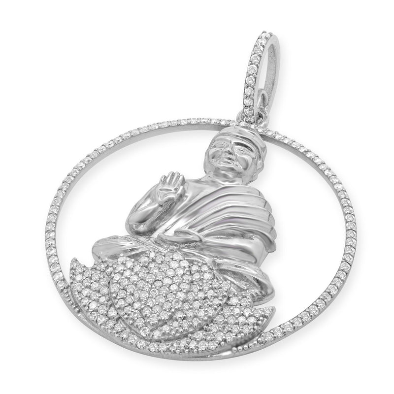 Sheryl Lowe Sterling Silver Diamond Buddha Pendant