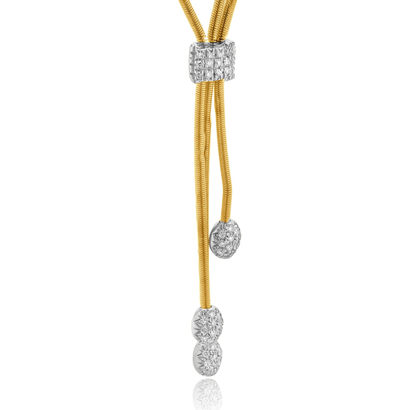Marco Bicego 18 Karat Yellow & White Diamond Lariat Necklace