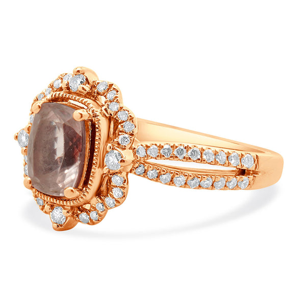 Zac Posen 14 Karat Rose Gold Paulette Morganite and Diamond Ring