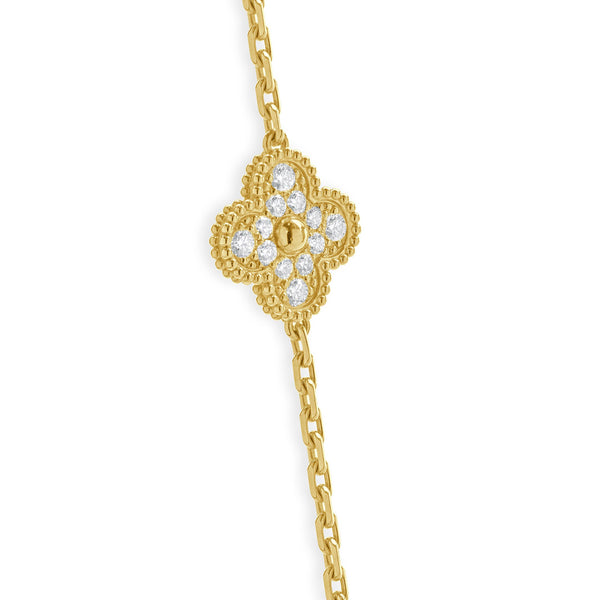 Van Cleef & Arpels 18 Karat Yellow Gold Diamond and Guilloche 20 Motif Necklace