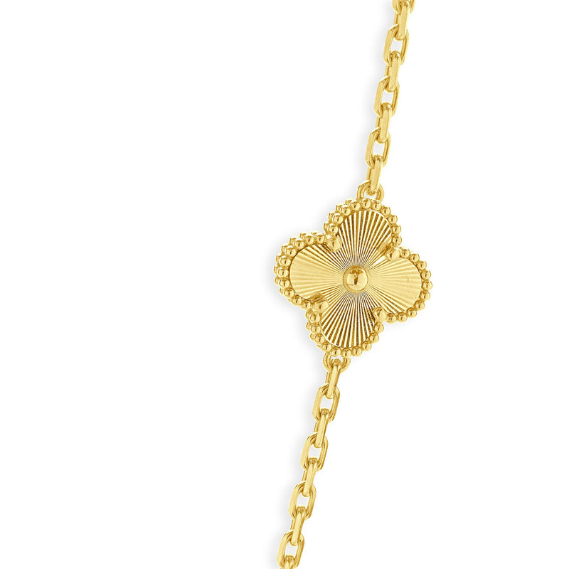 Van Cleef & Arpels 18 Karat Yellow Gold Diamond and Guilloche 20 Motif Necklace