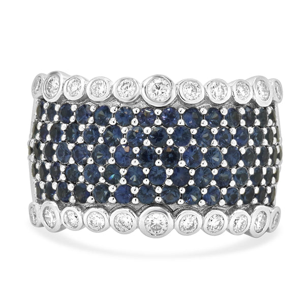LeVian 14 Karat White Gold Pave Sapphire and Diamond Band