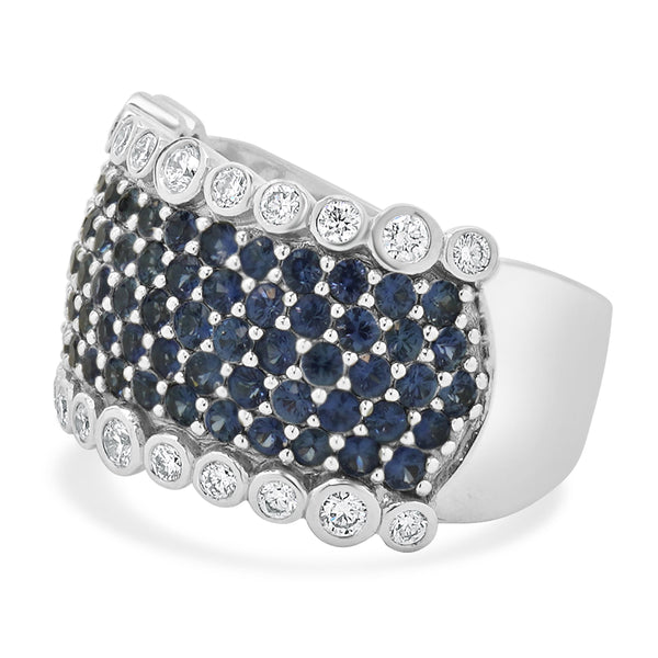 LeVian 14 Karat White Gold Pave Sapphire and Diamond Band