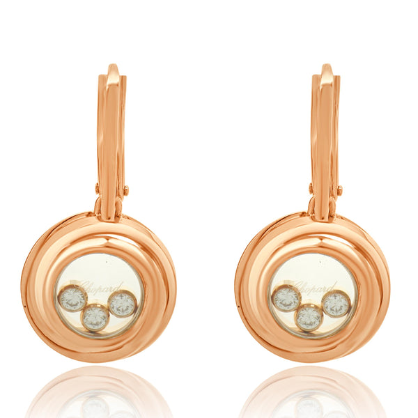 Chopard 18 Karat Rose Gold Happy Emotions Floating Diamond Earrings