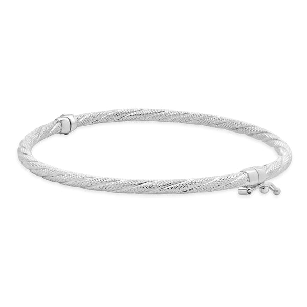 Unoaerre 18 Karat White Gold Textured Twisted Bangle Bracelet