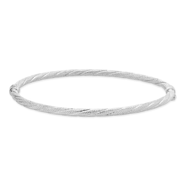 Unoaerre 18 Karat White Gold Textured Twisted Bangle Bracelet