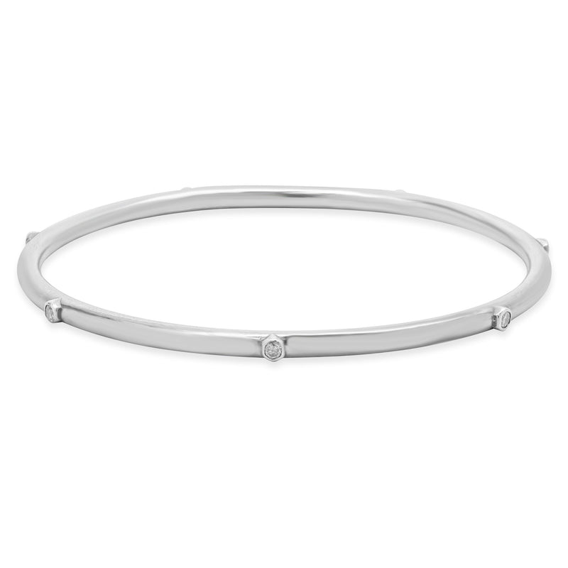 Sheryl Lowe Sterling Silver Bezel Set Diamond Bangle Bracelet