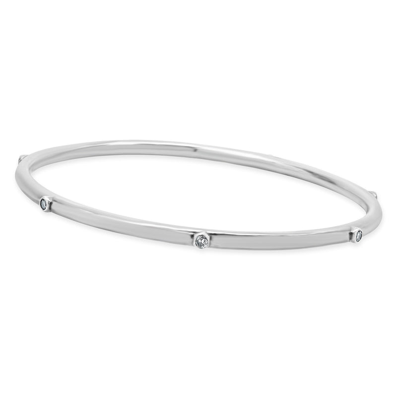 Sheryl Lowe Sterling Silver Bezel Set Diamond Bangle Bracelet
