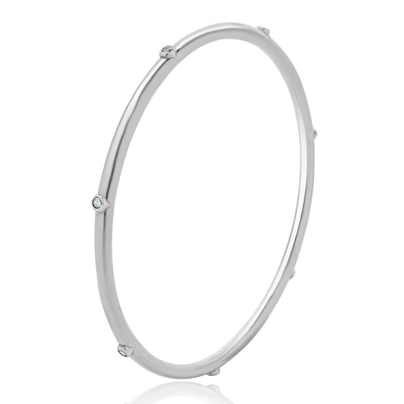 Sheryl Lowe Sterling Silver Bezel Set Diamond Bangle Bracelet