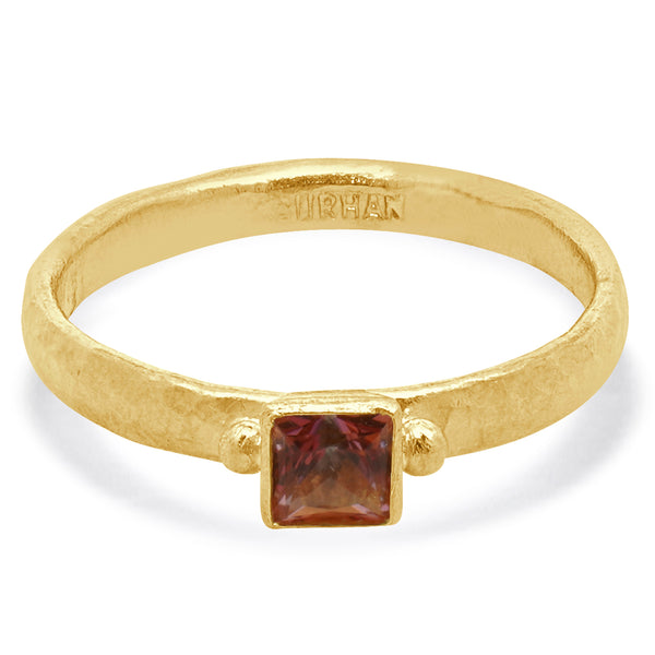 Gurhan 24 Karat Yellow Gold Pink Topaz Rune Collection Ring