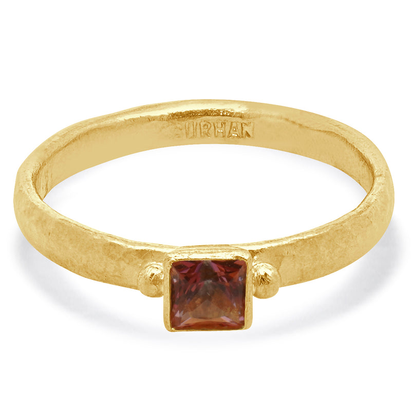 Gurhan 24 Karat Yellow Gold Pink Topaz Rune Collection Ring