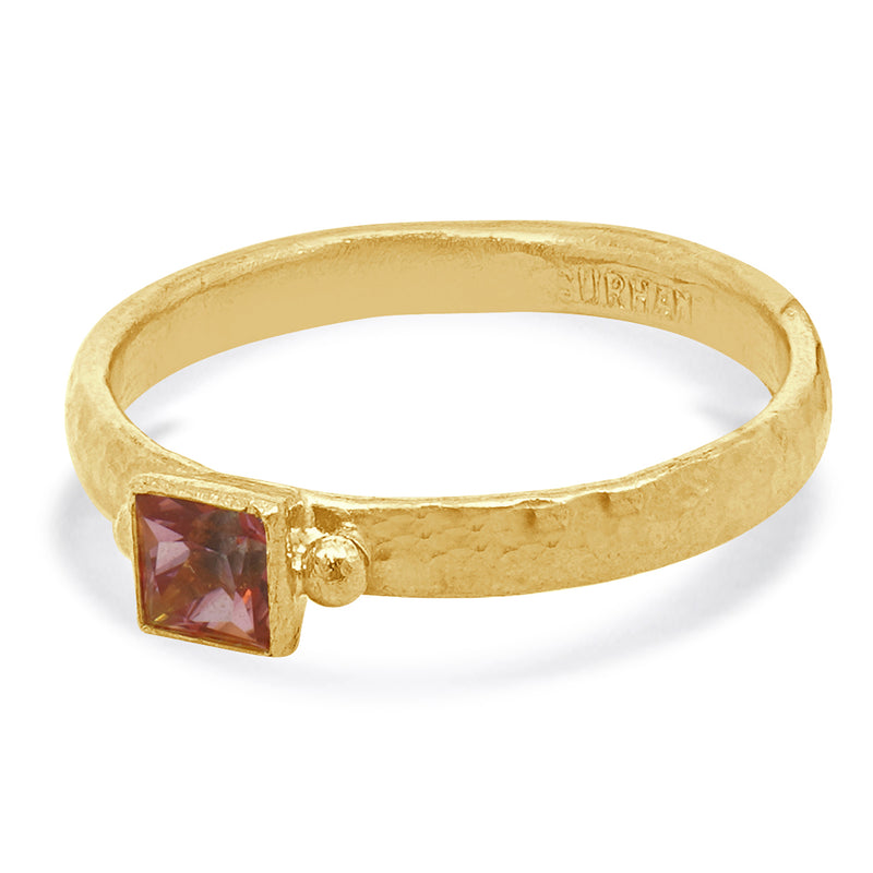 Gurhan 24 Karat Yellow Gold Pink Topaz Rune Collection Ring