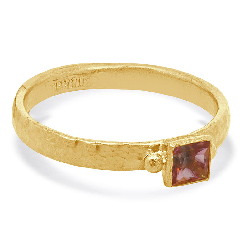 Gurhan 24 Karat Yellow Gold Pink Topaz Rune Collection Ring