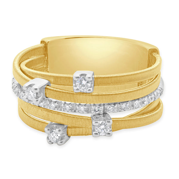 Marco Bicego 18 Karat Two Tone Goa Collection Five Row Diamond Ring