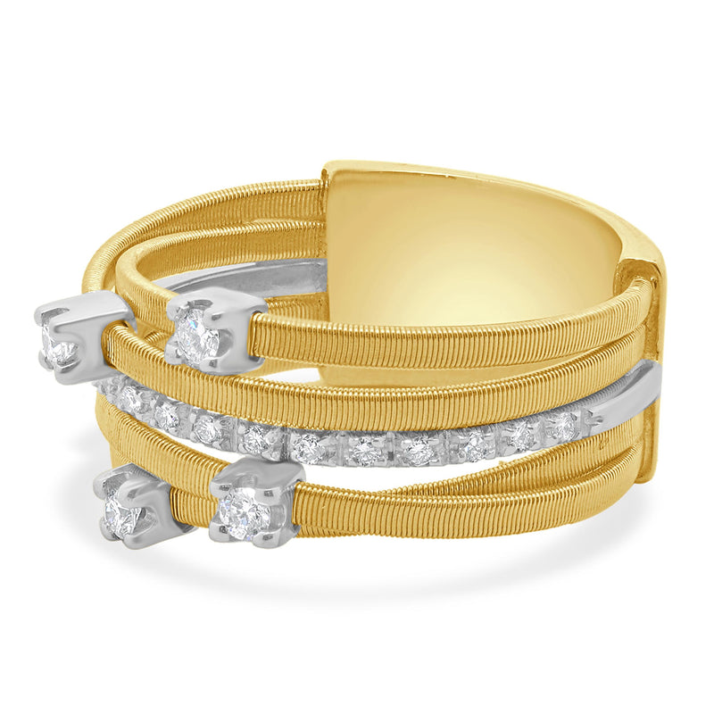 Marco Bicego 18 Karat Two Tone Goa Collection Five Row Diamond Ring