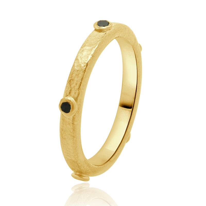 Gurhan 24 Karat Yellow Gold Hoopla Black Diamond Band
