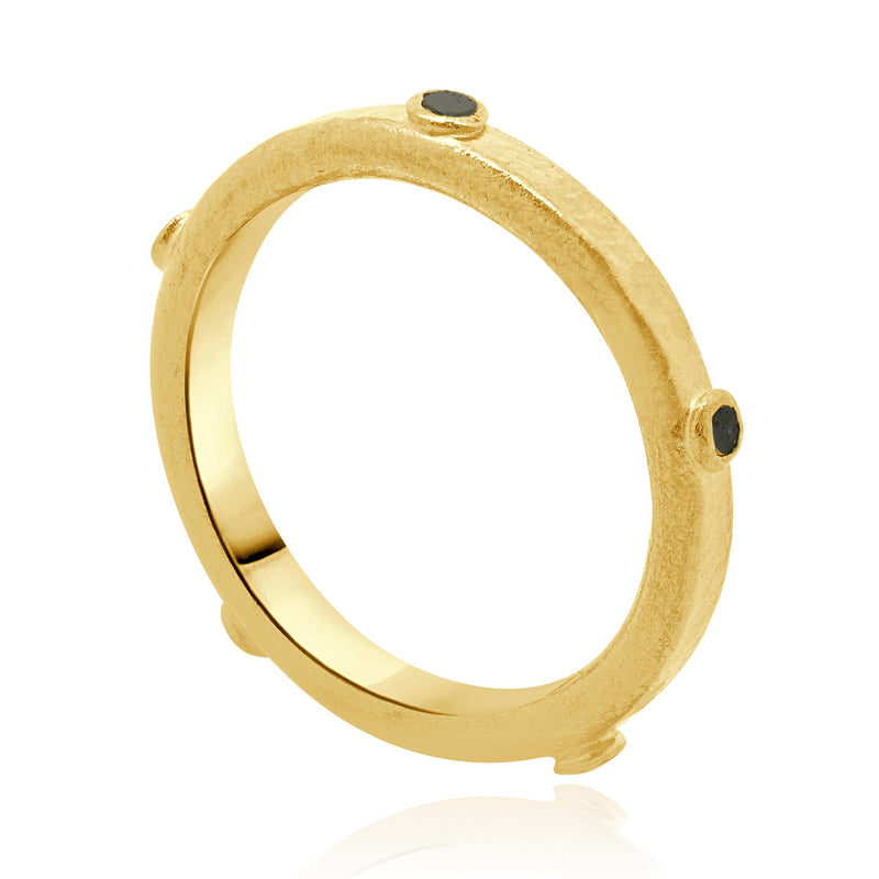 Gurhan 24 Karat Yellow Gold Hoopla Black Diamond Band