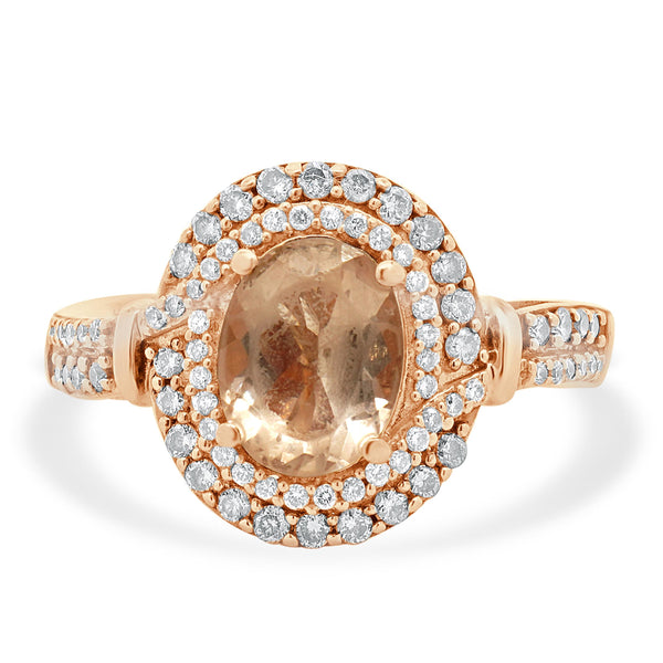 LeVian 14 Karat Rose Gold Morganite and Diamond Ring