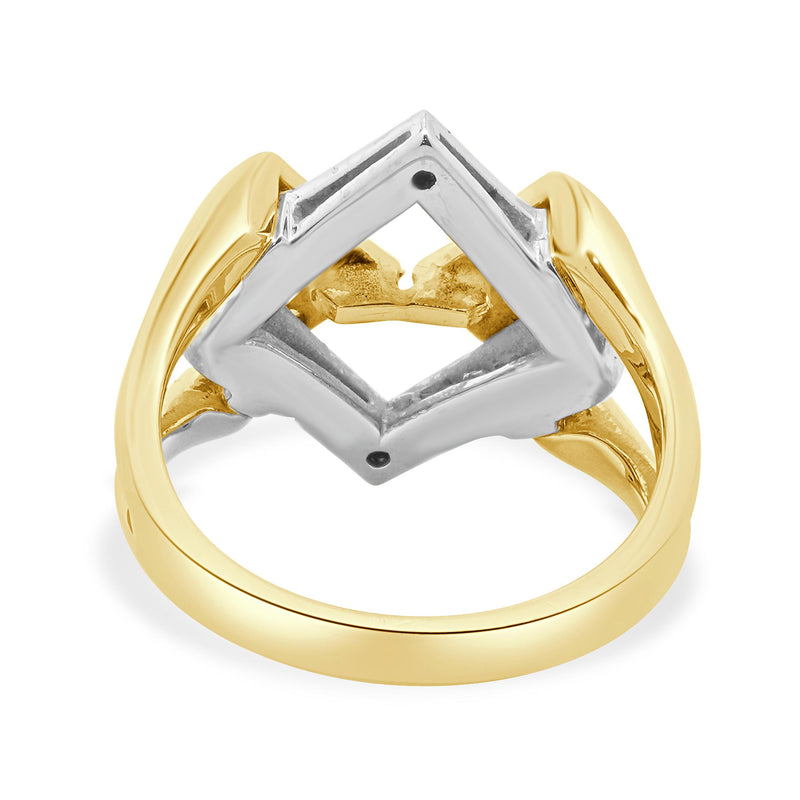 Fortunes 14 Karat Yellow & White Gold Diamond Geometric Interlocking Ring