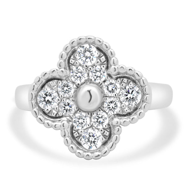 18 Karat White Gold Diamond Sweet Alhambra Ring