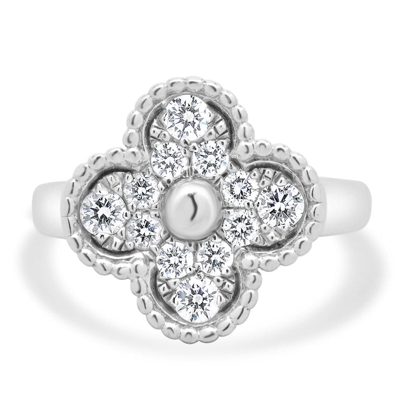 18 Karat White Gold Diamond Sweet Alhambra Ring