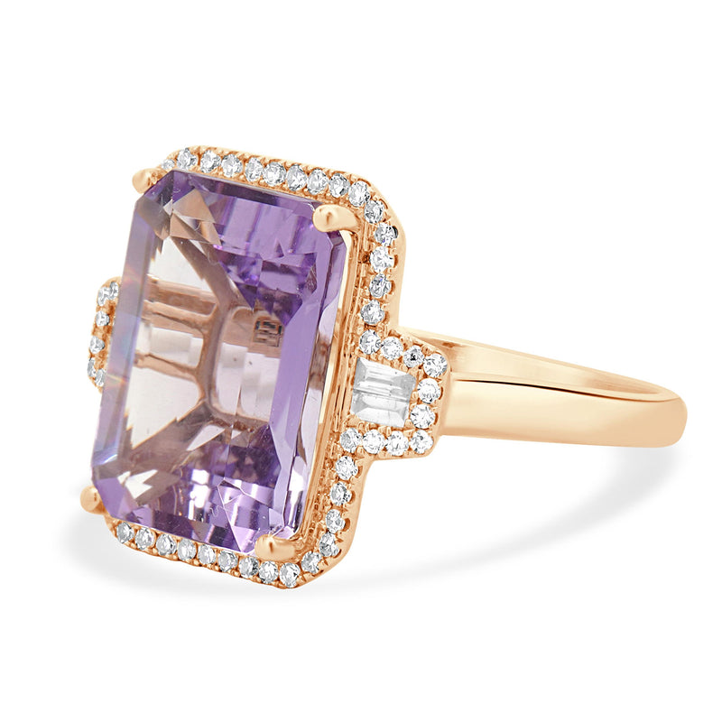 Effy 14 Karat Rose Gold Amethyst and Diamond Ring
