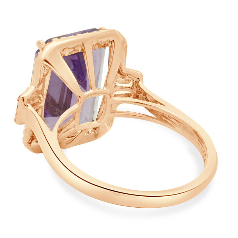 Effy 14 Karat Rose Gold Amethyst and Diamond Ring