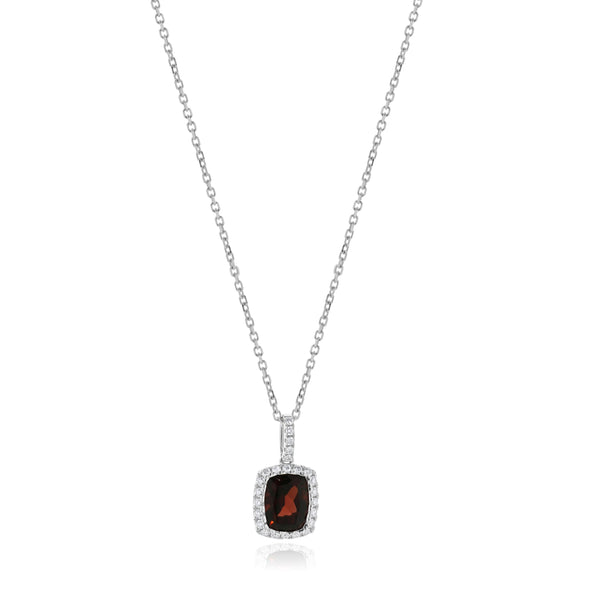 Joseph Levine 14 Karat White Gold Garnet and Diamond Necklace