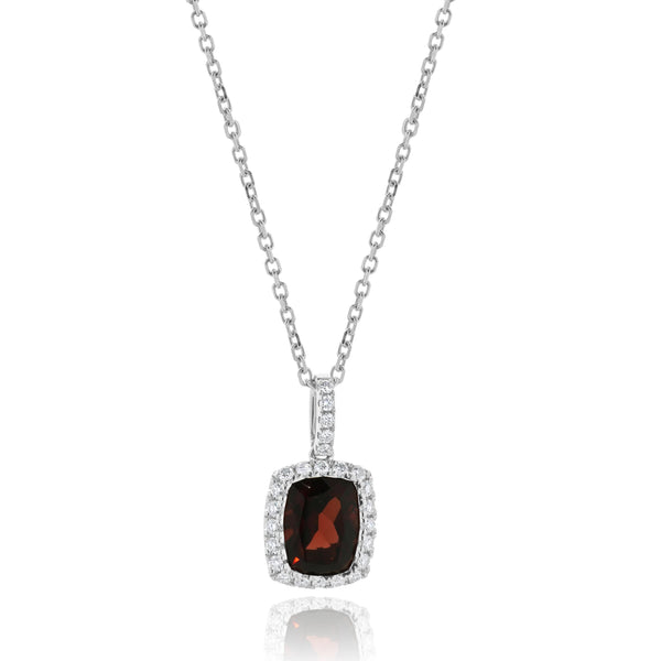 Joseph Levine 14 Karat White Gold Garnet and Diamond Necklace