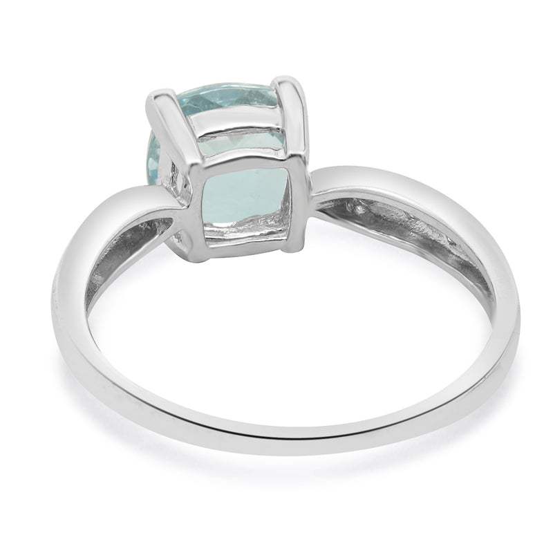 Effy 14 Karat White Gold Aquamarine and Diamond Ring
