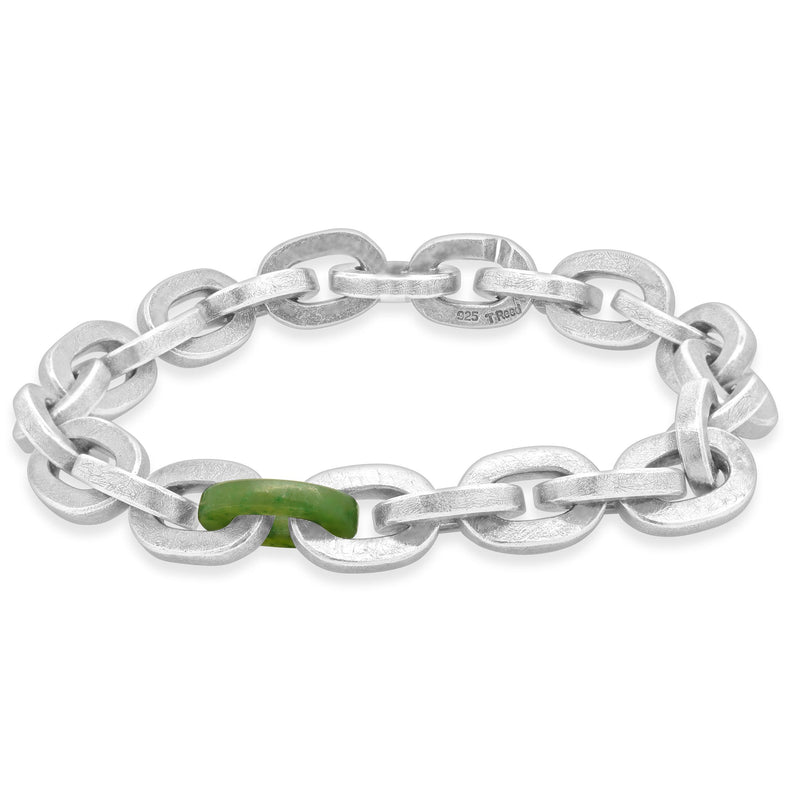 Todd Reed Sterling Silver Green Jade Link Bracelet