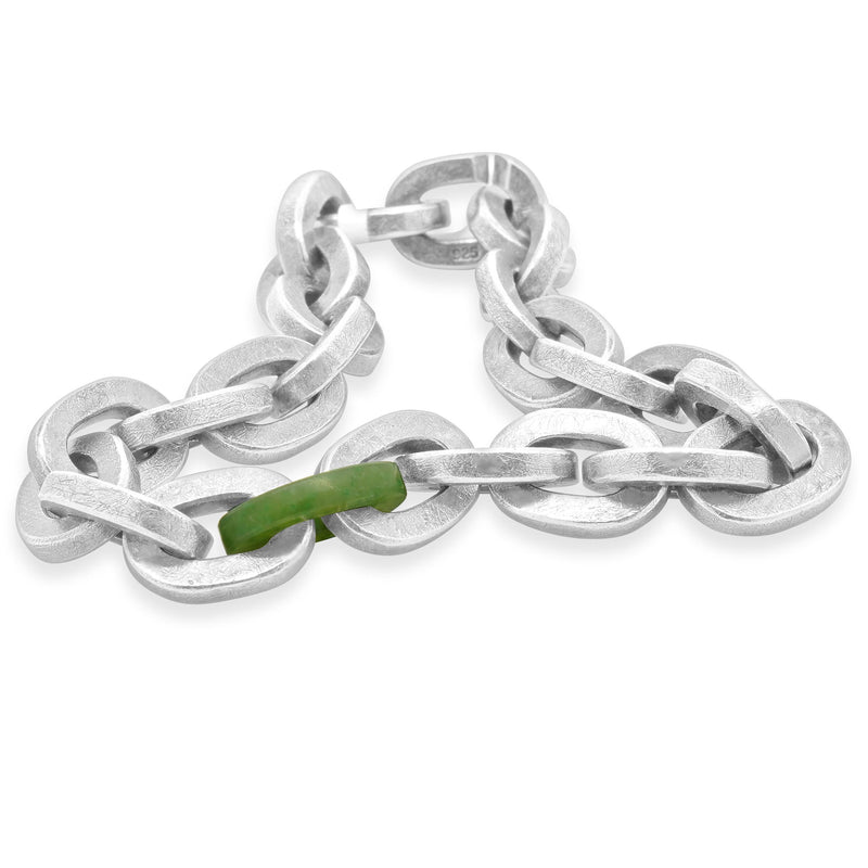 Todd Reed Sterling Silver Green Jade Link Bracelet