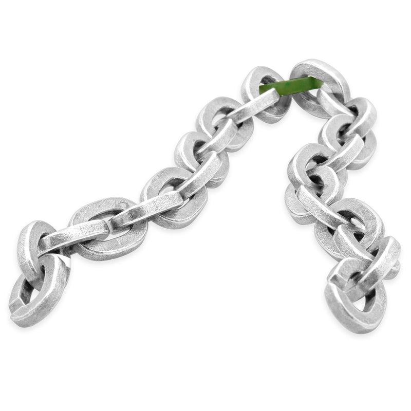 Todd Reed Sterling Silver Green Jade Link Bracelet