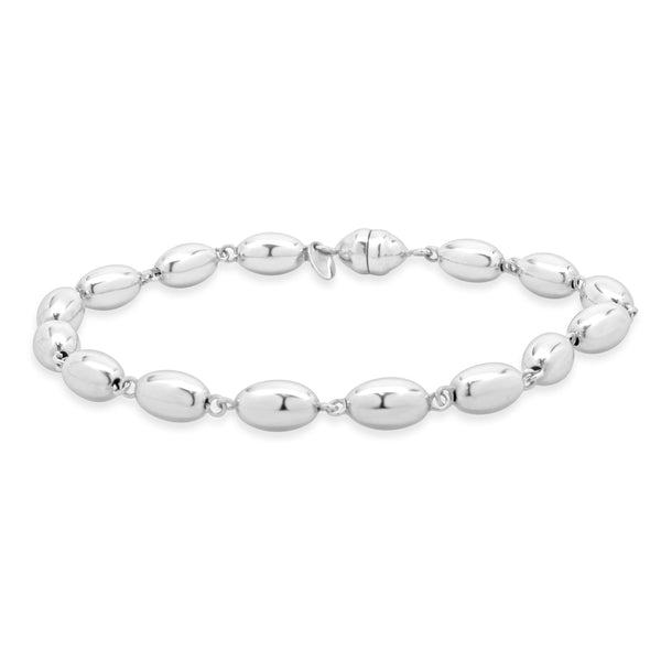 Milor 14 Karat White Gold Haly Bead Link Bracelet