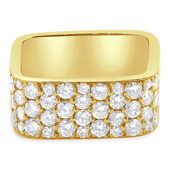 O Fiesh 18 Karat Yellow Gold Square Pave Diamond Ring