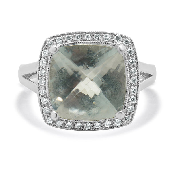 Clyde Duneiere 18 Karat White Gold White Topaz and Diamond Cocktail Ring