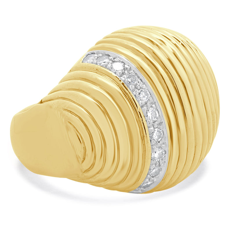 Sevan 18 Karat Yellow Gold Diamond Dome Ring