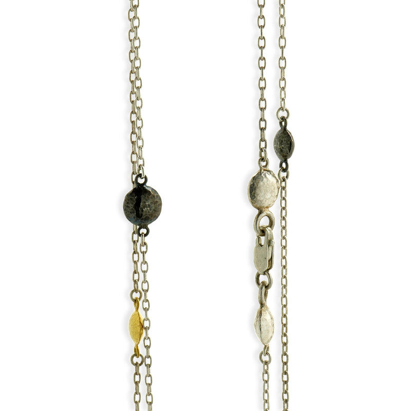 Gurhan 24 Karat Yellow Gold & Sterling Silver Ball Station Necklace