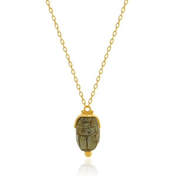 Gurhan 24 Karat Yellow Gold Scarab Egyptian Revival Necklace