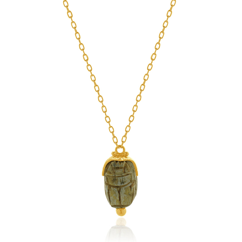 Gurhan 24 Karat Yellow Gold Scarab Egyptian Revival Necklace